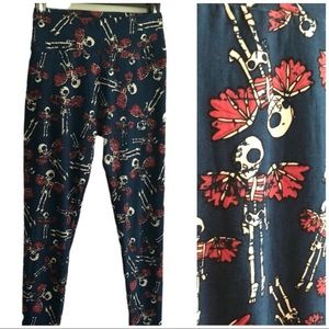 LuLaRoe Womens Leggings Skeleton Fairy Blue